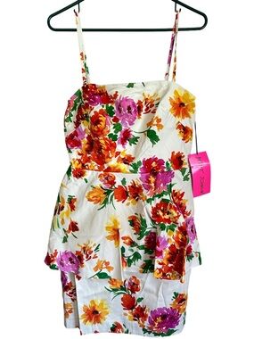Betsey Johnson NWT New Floral Peplum Mini Dress Sleeveless Size 6